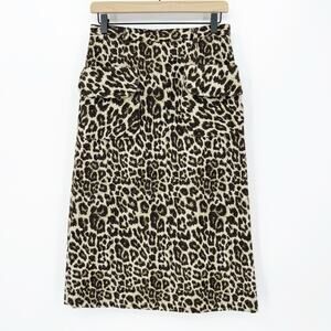 No. 6 Store Midi Skirt S Women's Leopard Print Mob Wife Glam High Waist Textured